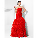 baljurk strapless vloer-length organza avondjurk
