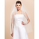 Two Layers Fingertip Wedding Bridal Veil With Cut Edge