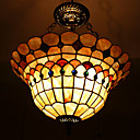 120W Classic Tiffany Pendant Light with Nature Shell Material Integrated Shade(Chain Adjustable)