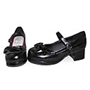 Artesanais de couro preto pu 4,5 centímetros de salto Gothic Lolita Sapatos altos com Bow