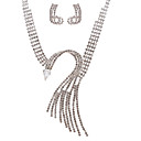 Elegant Silver Alloy And  Czech Rhinestones Jewelry Set Including Necklace And Earrings