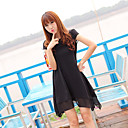Chiffon vestido de manga curta solto da Mulher