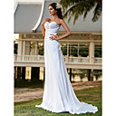 bainha / coluna querida tribunal trem do laço vestido de noiva chiffon
