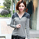 Women's 100%Cotton Hooded Stripe T-Shirt