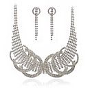 Prachtige legering strass bruiloft sieraden set inclusief ketting en oorbellen