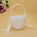 Blanco Satén Baskte flor con Bowknot