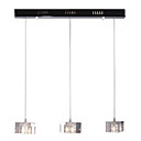 120W Minimalist Modern Pendant Light with 3 Lights and Crystal Cubic Shade