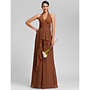 Sheath/Column Halter Floor-length Chiffon Bridesmaid Dress