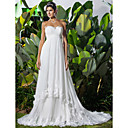 A-line Sweetheart Chapel Train Chiffon Wedding Dress