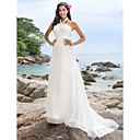 A-line Halter Chapel Train Chiffon Wedding Dress