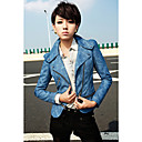 Women's Blue Zipper Trim Short Jacket