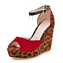 Chic Suede Wedge Heel Sandals With Animal Print Party / Evening Shoes (More Colors)
