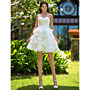 A-line Sweetheart Knee-length Organza Wedding Dress