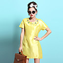 Frauen Mecerized Cotton Perlen A-Linie-Kleid