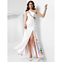 a-line eine Schulter bodenlangen Satin Chiffon Abendkleid