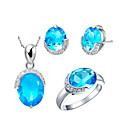 18K Mooie Plated Crystal Vrouwen Inclusief Hanger Oorbellen Ringen
