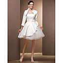 Ball Gown Strapless Knee-length Satin And Tulle Wedding dress with A wrap