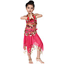 Dancewear Chiffon with Coin Belly Dance Outfit Top and Belts and Skirt For Children More Colors