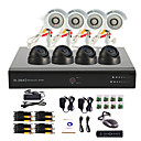 8 Channel CCTV DVR System(4 Outdoor Warterproof Camera&4 Indoor Dome Camera,PTZ Control)