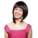 sin tapa estilo bob de alambre de alta temperatura peluca de pelo negro