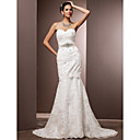 Trumpet/Mermaid Sweetheart Court Train Lace Wedding Dress With Removable Train