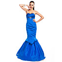 Novia piso-longitud satén trompeta / sirena y vestido de organza de noche