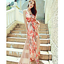 Women's Strap Floral Print Front Split Maxi Dress