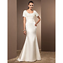 Trumpet/Mermaid Scoop Court Train Satin And Lace Wedding Dress