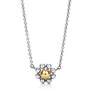 sterling zilver + goud vergulde bloem hanger met ketting (lt010) xl083