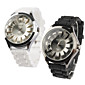  Pair of Chrysanthemum Shaped Metal Dial Design Quartz Wrist Watches - Black and White